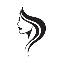 Woman Face Silhouette | Beauty Salon Logo | Female Hairstyle Vector