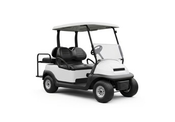 White Golf Cart Isolated on White Background Studio Shot