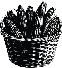 Basket overflowing with fresh corn on the cob