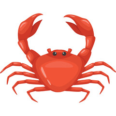 Pixel Art Red Crab With Open Claws And Black Eyes On Transparent Background Detailed Macro View