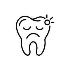 Sad tooth icon illustrating dental pain and discomfort