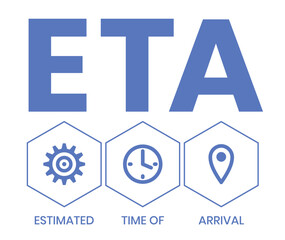ETA - Estimated Time of Arrival acronym. business concept background. vector illustration concept with keywords.	