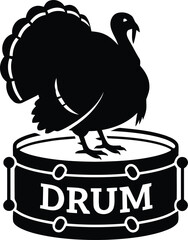 Silhouette of a turkey standing on a drum