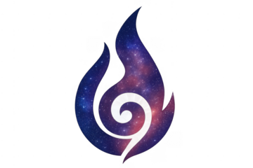 Cosmic fire flame and spiral energy logo abstract
