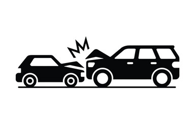 Two cars colliding in a road accident icon
