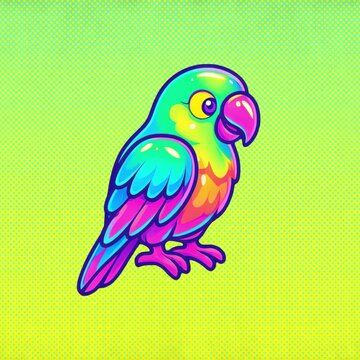 Colorful cartoon parrot illustration animation isolated asset, transparent 4K video, alpha channel, ProRes 4444