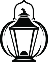 Vintage black lantern silhouette with curved handle