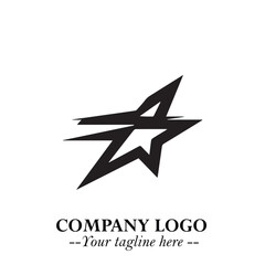 Obraz premium Minimalist Star Logo Symbol in Black on White Background – Modern Vector Shape for Branding & Design