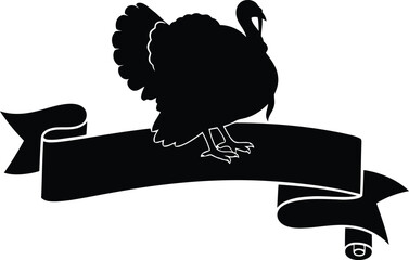 Silhouette of a turkey on a banner for thanksgiving