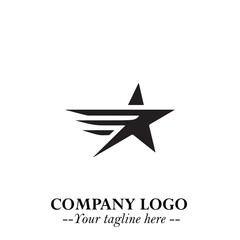 Obraz premium Minimalist Star Logo Symbol in Black on White Background – Modern Vector Shape for Branding & Design