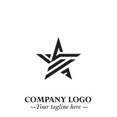 Obraz premium Minimalist Star Logo Symbol in Black on White Background – Modern Vector Shape for Branding & Design