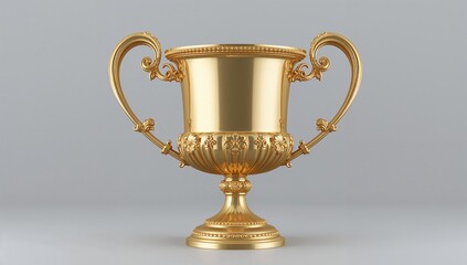 Ornate golden trophy cup, intricate details, symbol of success.