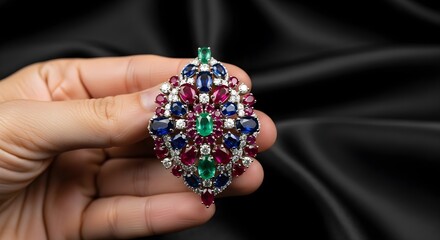 Elegant Gemstone Brooch Luxury Jewelry Fashion