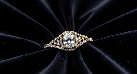 Elegant Diamond Ring on Velvet Fabric