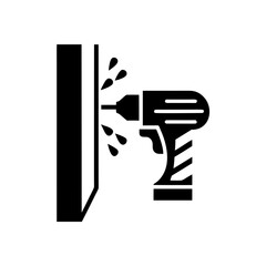 A detailed silhouette of a black cat with pointed ears and a long tail isolated on transparent background