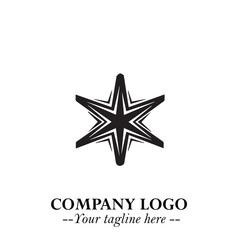 Obraz premium Minimalist Star Logo Symbol in Black on White Background – Modern Vector Shape for Branding & Design