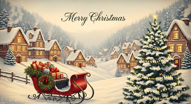 Christmas tree with golden decorations in warm cozy lighting