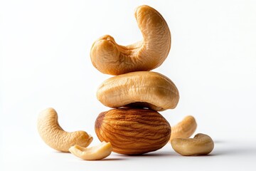 A visually appealing arrangement of assorted nuts, emphasizing the variety, texture, and health benefits of these nutrient-rich snacks ideal for all occasions.