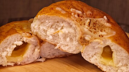 Cheese and miso bagel.