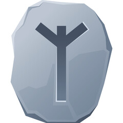 Obraz premium Rune Stone Engraved With The Rune Symbol For Fertility Or Strength On A Light Gray Background