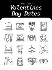 Valentine’s Day Dates Vector Illustration – Romantic Couple, Love Celebration, and February 14 Event