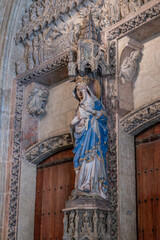 Gothic Sculpture Detail, Santa Maria Cathedral Main Entrance, Vitoria Gasteiz, Basque Country, Spain