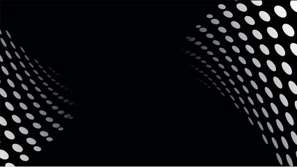 Abstract wave pattern of white circles on black background