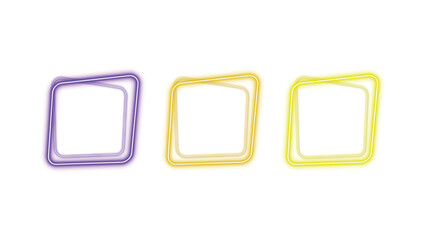 Vibrant neon rectangle outlines, glowing laser frame collection on dark background, modern LED light borders, professional vector