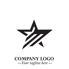 Obraz premium Minimalist Star Logo Symbol in Black on White Background – Modern Vector Shape for Branding & Design