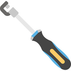 Silver Metal Tool With Black Blue And Yellow Handle Isolated On White Background Clean Cut Tool For Repair And Maintenance Work Detailed Illustration