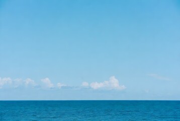 Vast Blue Expanse of Ocean and Sky Meeting at the Horizon