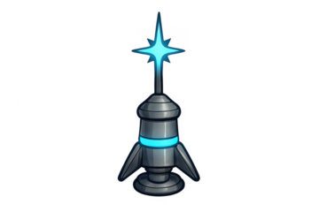 Sci-fi communication tower emitting blue light signal