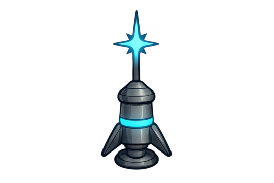 Sci-fi communication tower emitting blue light signal