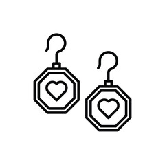 Floral earring vector, black and white jewelry design, decorative flower illustration, elegant accessory artwork, fashion ornament collection, beauty icon graphics icon