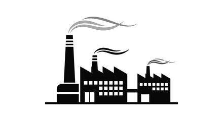 Obraz premium Industrial factory plant with smoke stacks silhouette