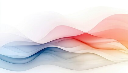 Obraz premium Abstract flowing waves of color transition from cool blue to warm red and orange, set against a clean white background, creating a sense of movement and energy.