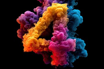 Colorful smoke cloud forming number four