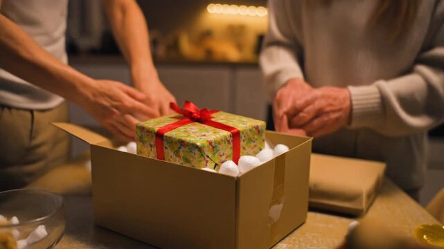 Festive Gift Unboxing: A Shared Moment of Anticipation