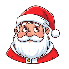 Cartoon Santa Claus with white beard and red hat Illustration for Christmas season