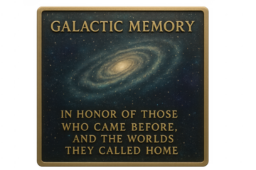 Galactic memory plaque honoring ancestors and worlds