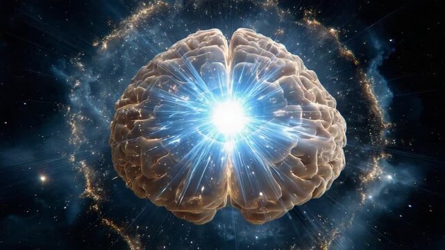 Brain and Energy: A mesmerizing depiction of the human brain, radiating with energy and light, symbolizing intellect, innovation, and boundless potential.
