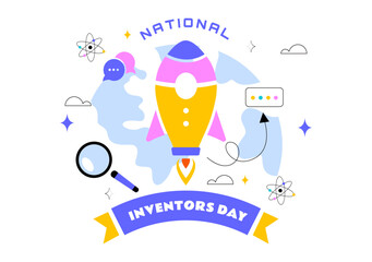National Inventors Day Vector Illustration on February 11 Celebrating Genius Innovation to Honor Science Creators in a Flat Cartoon Background