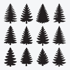 Obraz premium Seamless green vector pattern of various stylized Christmas trees, fir, and fern foliage decorations for a winter holiday background