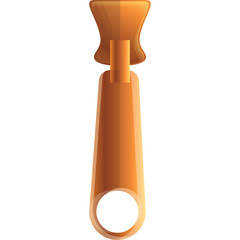 Isolated Zipper Pull Tab On White Background Close Up View Copper Tone Metallic Material