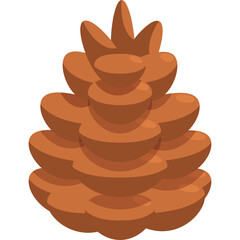 Isolated Brown Pine Cone Illustration on Transparent Background Natural Object Geometric Shape Autumn Winter Element