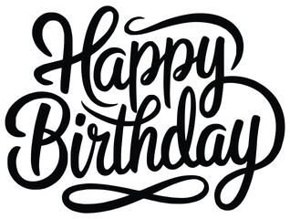 Happy Birthday Wishes: A cheerful illustration with the text Happy Birthday in a stylish font, perfect for greeting cards and celebratory designs.