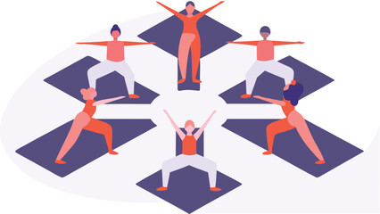3d yoga class circular isometric layout