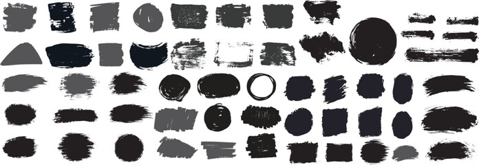 Fototapeta premium Set of black paint ink brush strokes brushes lines. vector elements
