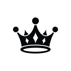 Simple black crown icon symbol of royalty and power