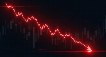 Red glowing downward stock market trend line showing financial decline
